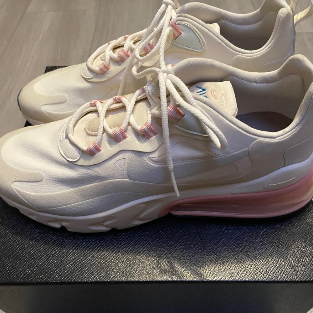 Nike Air Max 270 React Sneakers US Size 9.5 White/Pink/Blue